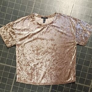 Forever 21 Velvet Short Sleeve Top - Tan